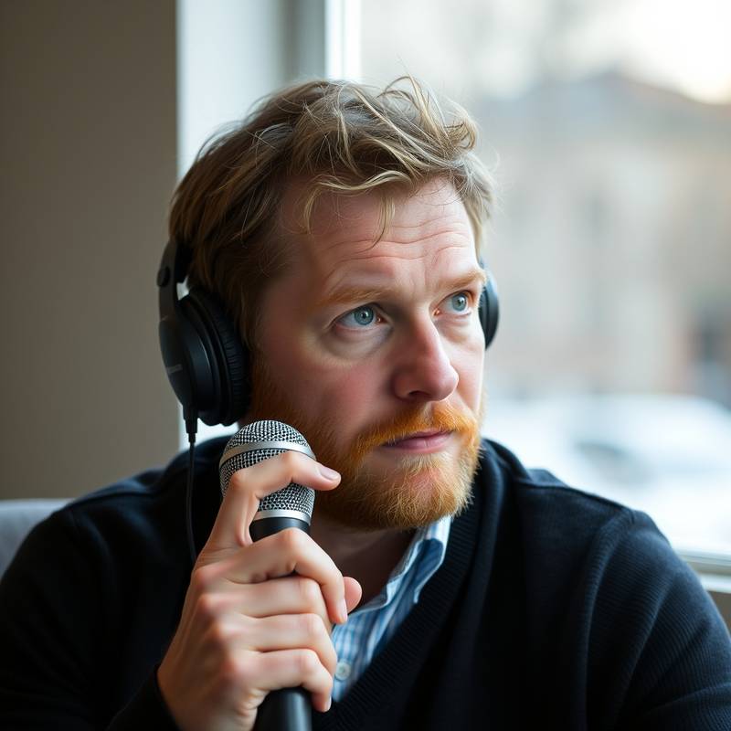 Erik Hansen lytter til podcast